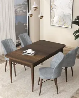 Jedálenské sety Dining Table & Chairs Set (5 Pieces) Arp - Baroque, Grey