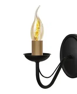 Svietidlá  Nástenné svietidlo MALBO 1xE14/60W/230V K-2910/1 BK+GO