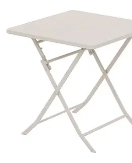 Stolčeky Kovový skladací stôl SUNNY 70x70 cm (ivory)