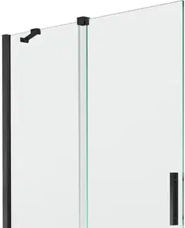 Sprchové dvere MEXEN/S - Velar Dvojkrídlová posuvná vaňová zástena 110 x 150, transparent, čierna 896-110-000-01-70