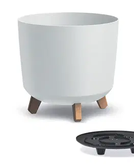 Kvetináče a truhlíky NABBI DGTL300L plastový kvetináč na nožičkách 29,8 cm biela