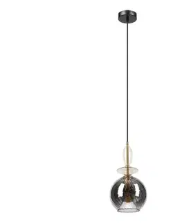 Svietidlá  Luster na lanku VELLO 1xE27/15W/230V čierna/dymová béžová/čierna LM-1.308/LIMON