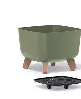 Kvetináče a truhlíky NABBI DGQL240 plastový kvetináč na nožičkách 24 cm zelená