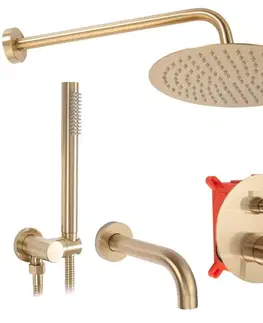 Kúpeľňové batérie REA REA - Sprchový set s batériou 150mm Lungo kartáčované zlato + BOX REA-P6609