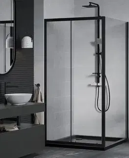 Vane MEXEN/S - Apia Sprchovací kút 90x90, transparent, čierna + vanička so sifónom 840-090-090-70-00-4070B