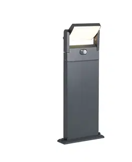 Solárne svietidlá Vonkajšie stĺpikové svietidlo tmavosivé s pohybovým senzorom 60 cm IP54 solárne - Judge