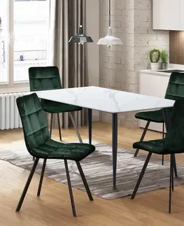 Jedálenské sety Jedálenský stôl ADRIA 140x80 + 4 stoličky BERGEN zelený zamat