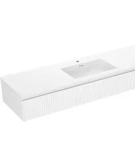 Kúpeľňový nábytok MEXEN/S - Rivel kúpeľňová skrinka 160 cm s umývadlom Otis, 1 šuplík, reliéf, biela mat 91A20-16023-1-BF01-W18M01