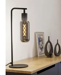 Lampy Eglo 901007 - Stolová lampa MAIONE 1xE27/4W/230V čierna/dymová 901007