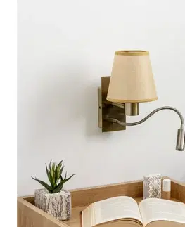 Svietidlá BRILAGI - LED Nástenná lampa NUBILA 1xE27/25W/230V+LED/3W mosadz/svetlohnedá BG1557+BG1571