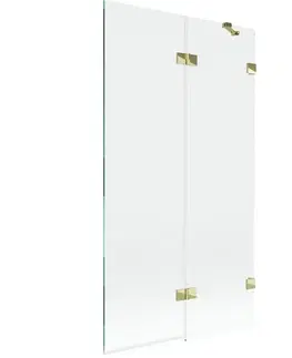 Sprchové dvere MEXEN/S - Lunar vaňová zástena 2-krídlová pravá 100 x 150, transparent, zlatá 897-100-100-50-00-P