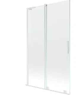 Sprchové dvere MEXEN/S - Velar L dvojkrídlová posuvná vaňová zástena 110 x 150, transparent, biela 896-110-003-01-20