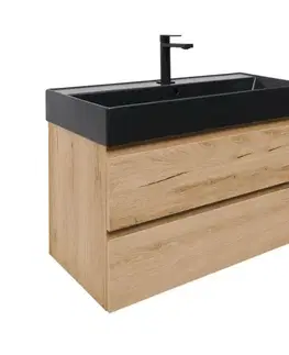 Kúpeľňový nábytok Kúpeľňová skrinka 2 zásuvková s umývadlom SAT B-Way 99x50x45 cm dub mat BWAY2100OAKU2B2B BWAY2100OAKU2B2B