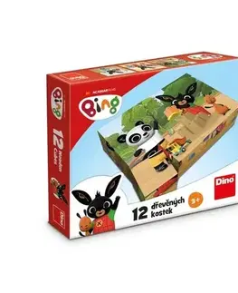 Drevené hračky Dino BING 12 Drevené licenčné kocky