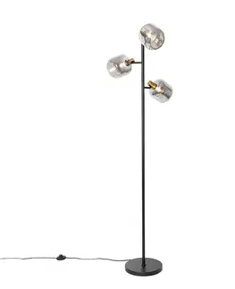 Stojace lampy Inteligentná stojaca lampa čierna so zlatom a dymovým sklom 3-svetlá vrátane 3 Wifi P45 - Zuzanna