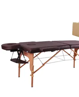 Masážne stoly a stoličky Masážne lehátko inSPORTline Taisage 186x70x62-84 cm 2-dielne drevené hnedá