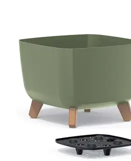 Kvetináče a truhlíky NABBI DGQL300 plastový kvetináč na nožičkách 29 cm zelená