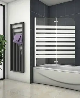 Sprchové dvere H K - Vaňová zástena S22 STRIPE 120x140cm - dvojdielna sklopná, číre sklo so vzorom, ľavá varianta SE-S22STRIPE120