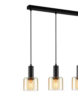 Svietidlá  PND-65342-3-BK+AMB - Luster na lanku SANTIA 3xE27/40W/230V PND-65342-3-BK+AMB
