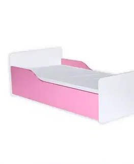 Postele pre dievčatá Posteľ Bb08  S matracom biely+Ružová