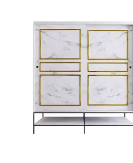 Šatňové skrine Šatníková skriňa Martin 190 - White, Black, Gold