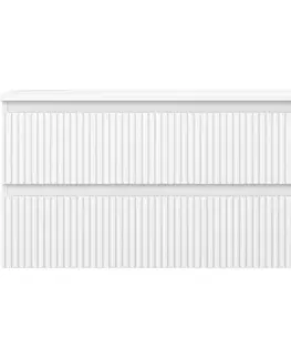 Kúpeľňový nábytok MEXEN/S - Rivel kúpeľňová skrinka pod umývadlo 100 cm s doskou, 2 zásuvky, reliéf, biela mat 91A20-10047-2-BFFC01