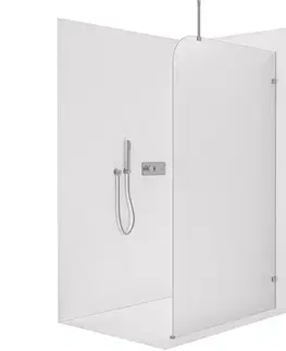 Sprchové dvere CERANO - Sprchová zástena Walk-in Orbis Top Round - Pravá - 8 mm - guľatá vzpera - chróm, mliečne sklo - 110x200 CER-999967