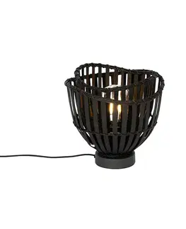 Stolné lampy Orientálna stolná lampa čierna bambus - Pua