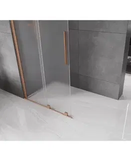 Sprchové dvere MEXEN/S - Velar Sprchová zástena posuvná Walk-in 75 x 200, dekor 8 mm, meď kartáčovaná 871-075-000-33-65