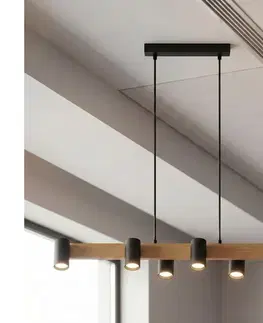 Svietidlá BRILAGI - Luster na lanku SELE 6xGU10/30W/230V čierny/dubový dekor WO-SELEP-A04-BLK-OEM