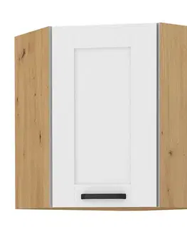 Kuchynské horné skrinky KONDELA Lula 58x58 GN-72 1F horná rohová kuchynská skrinka biela / dub artisan