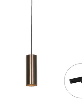 Koľajnicové svetelné systémy Dizajnová závesná lampa tmavobronzová vrátane 1-fázového koľajnicového adaptéra - Slimline Tubo