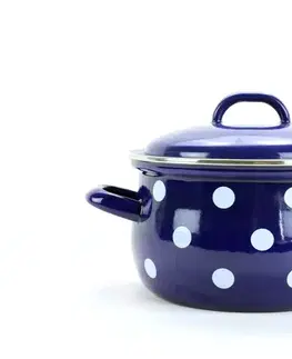 Hrnce BELIS - Hrniec a pokrievka 24cm modré bodky