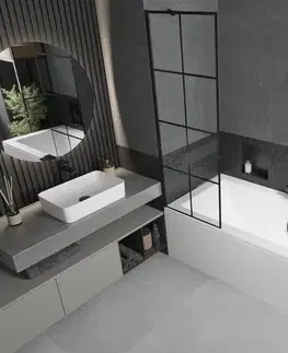 Sprchové dvere MEXEN/S - Cube obdĺžniková vaňa 170 x 80 cm s panelom + vaňová zástena 60, čierna vzor 550517080X9506007077