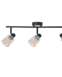 Stropná svetla HNEDÁ STROPNÁ LAMPA AGRA 3X40W E14 JANTÁROVÉ TIENIDLO
