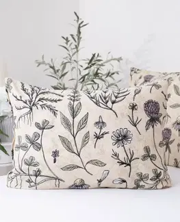 Dekoračné obliečky MKLozkoviny.sk Flanelová obliečka na vankúš 50 x 70 cm - Herbár-  -