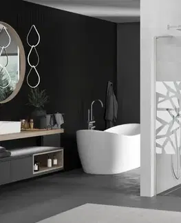 Sprchové dvere MEXEN/S - Kioto L Sprchová zástena WALK-IN 80 x 200, biely vzor, nikel kartáčovaná 800-080-103-97-85