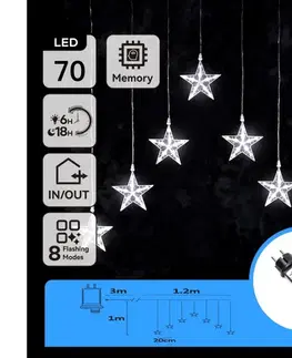 LED osvetlenie  B.V.  - LED Vonkajší reťaz 70xLED/230V 1,2x1m IP44 studená biela hviezdy B10303ABGD