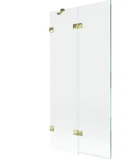 Sprchové dvere MEXEN/S - Lunar vaňová zástena 2-krídlová ľavá 90 x 150, transparent, zlatá 897-090-100-50-00-L