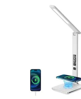 Lampy  08966L- LED Stmievateľná lampa s bezdr. nabíjaním KINGFISHER 8,5W/230V biela 08966L