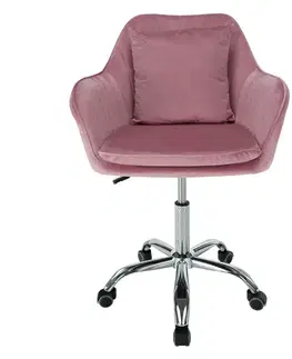 Kancelárske stoličky KONDELA Klian kancelárske kreslo ružová (Velvet) / chróm
