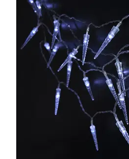 Vianočné dekorácie Solight Svetelná vonkajšia reťaz s 50 LED akrylátovými cencúľmi, 7,5 m