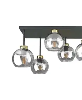 Svietidlá Keter Lighting Prisadený luster NESSA 6xE27/60W/230V čierna/zlatá/číra 2929