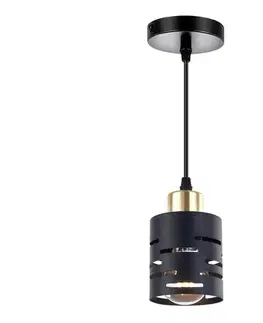 Svietidlá  Luster na lanku ELEN 1xE27/35W/230V čierna/zlatá ELEN PENDANT LIGHT BLACK