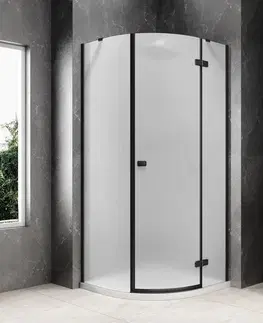 Sprchové dvere POLYSAN - GLOBE BLACK štvrťkruhová sprchová zástena 900x900, matné sklo, pravé GB2690MRB