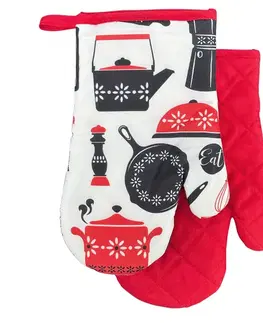 Chňapky MAKRO - Chňapka s magnetom Kitchen II .2ks, červená hrnce