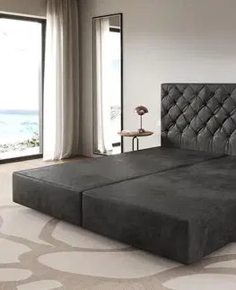 Postele Boxspring DELIFE Boxspring posteľ Dream-Great mikrovlákno antracitová vintage 200×200 cm