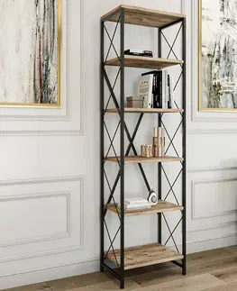 Regály CALIN policový regál, borovica/čierna