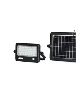 LED osvetlenie  LED Stmievateľný solárny reflektor so senzorom LED/10W/3,7V 4000K IP65 + USB port 8674