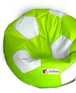 Sedacie vaky a kocky Sedací vak futbalová lopta XXL TiaHome - limetkovo biela